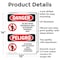 Signmission Do Not Enter Hazardous Area Bilingual Danger Sign, Aluminum, 10in W x 14in L, 2PK OS-2PACK-DS-A-1014-VS-1133 - alternate 8